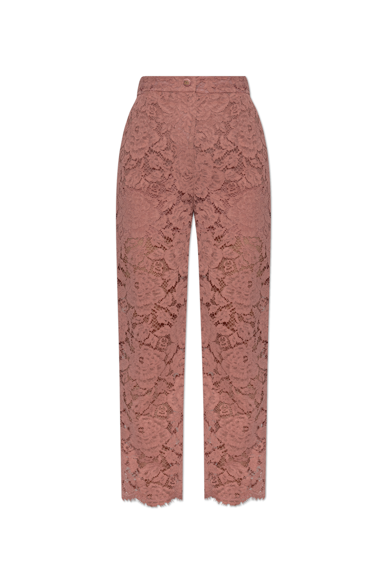 Dolce & Gabbana PINK LACE TROUSERS レース パンツ フェミニン High-rise wide-leg jersey pants in pink - Dolce Gabbana